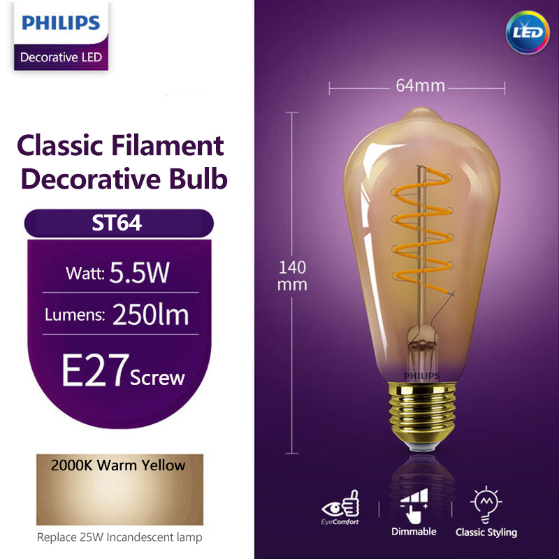 Philips LED ST64 E27 Decorativ - Philips Bulb Led Classic recension och pris