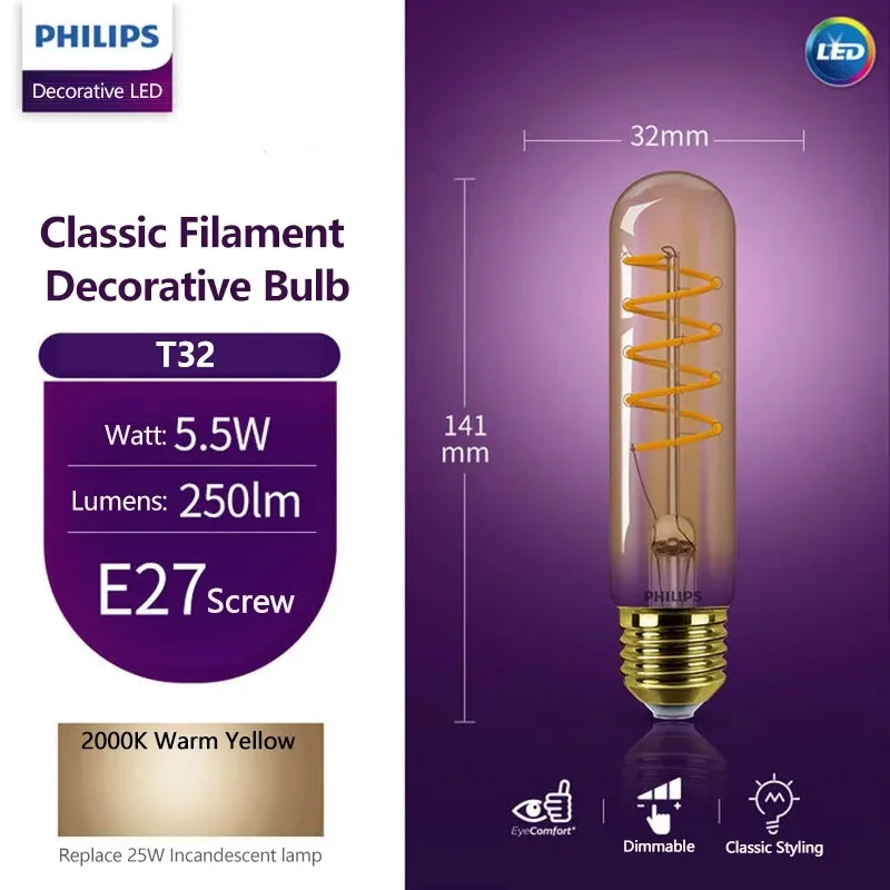 Philips LED T32 Classic Filame - Philips Bulb Led Classic recension och pris